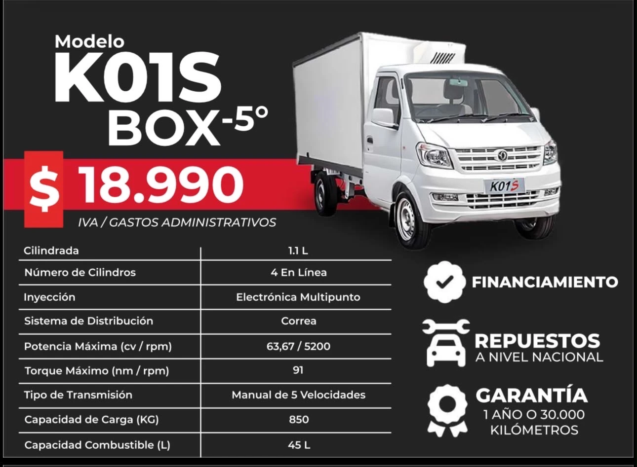 2026 DFSK K01S Box Cava Refrigerada -5°